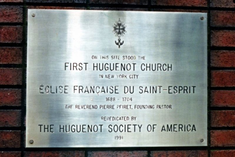 The First Huguenot Church in New York City Marker image. Click for full size.