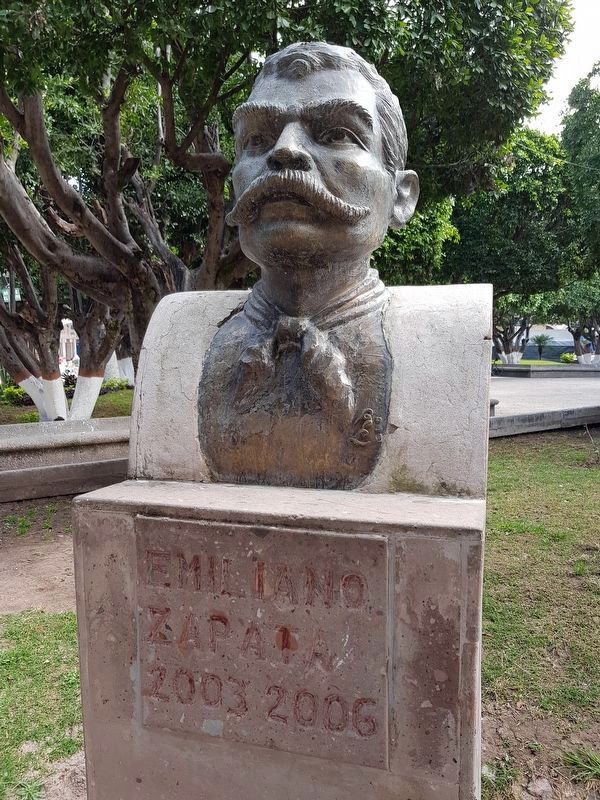 A bust of Emiliano Zapata near The Route of Hidalgo Marker image. Click for full size.