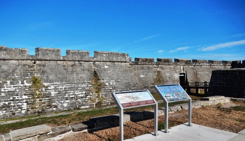 Defense in Depth Marker (<i>wide view; related marker on right; moat & main gate in background</i>). Click for full size. Defense in Depth Marker (<i>wide view; related marker on right; moat & main gate in background</i>) image. Click for full size.