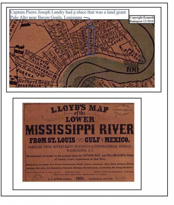 Capt. Pierre Joseph Landry place was located on the West Bank of the Mississippi River image. Click for full size.
