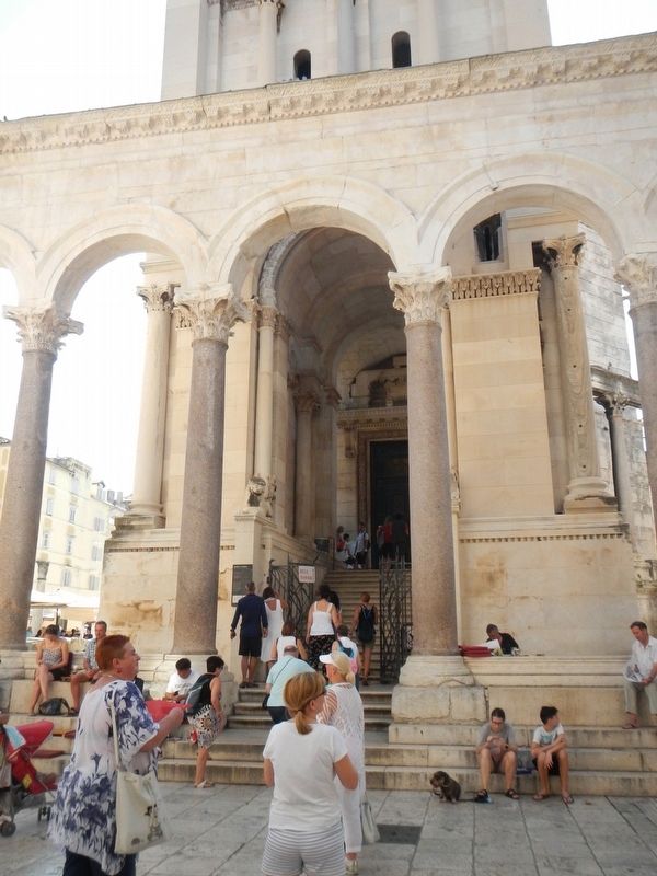 Diocletian's Mausoleum / Cathedral of St. Dujam and Marker, at the left side of the stairs image. Click for full size.