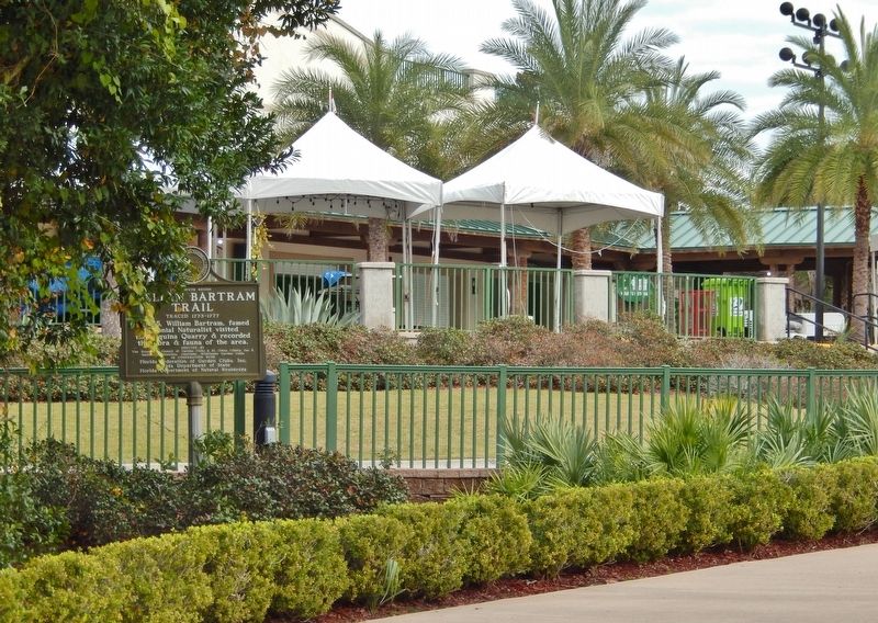 William Bartram Trail Marker (<i>wide view; St. Augustine Amphitheatre entrance in background</i>). Click for full size. William Bartram Trail Marker (<i>wide view; St. Augustine Amphitheatre entrance in background</i>) image. Click for full size.