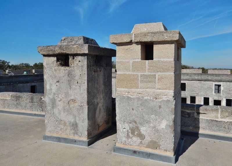 Coquina Chimney Preservation Efforts (<i>chimneys are located on top of San Pedro Bastion</i>) image. Click for full size.