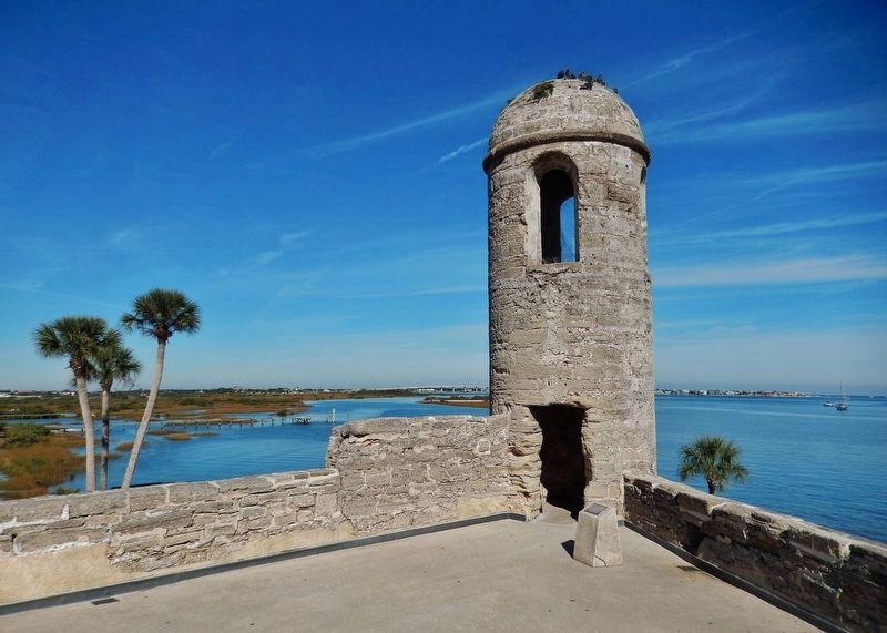 Castillo de San Marcos, San Carlos Bastion Watchtower (<i>view north across Matanzas Bay</i>) image. Click for full size.
