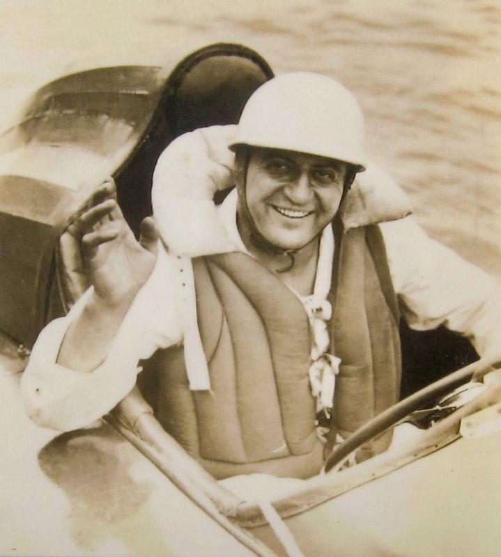 Marker inset photo:<i>Guy Lombardo aboard his Tempo</i> image. Click for full size.