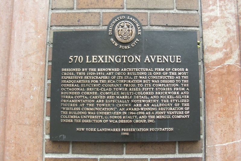 570 Lexington Avenue Marker image. Click for full size.