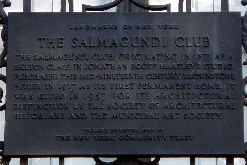 The Salmagundi Club Marker image. Click for full size.