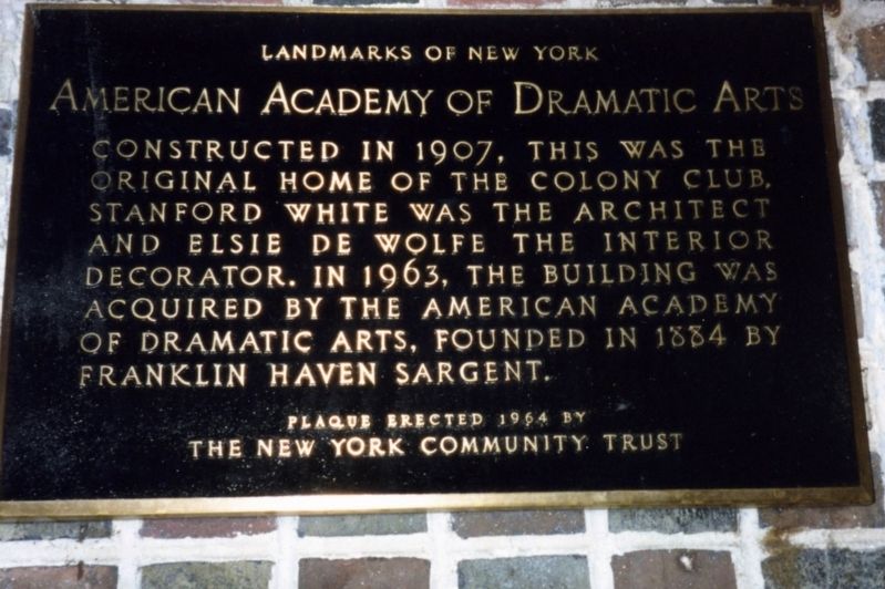 American Academy of Dramatic Arts Marker image. Click for full size.