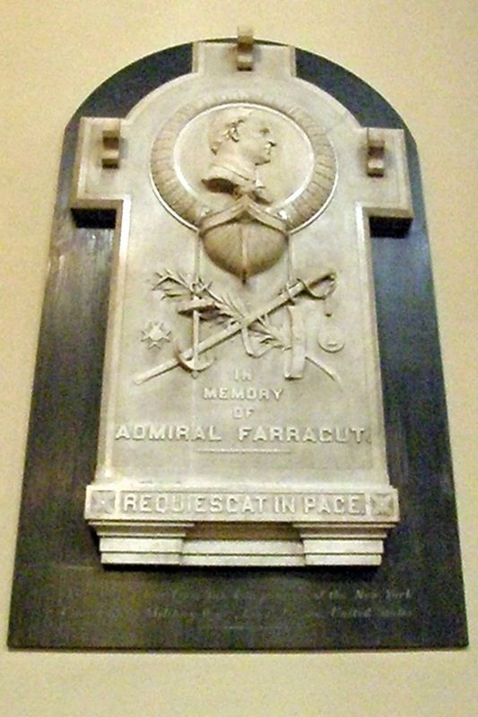 Admiral David Glasgow Farragut memorial plaque. Click for full size. Admiral David Glasgow Farragut memorial plaque image. Click for full size.