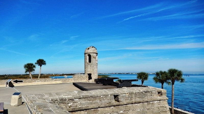 It Begins Marker (<i>wide view looking north across the San Carlos Bastion; marker at left</i>). Click for full size. It Begins Marker (<i>wide view looking north across the San Carlos Bastion; marker at left</i>) image. Click for full size.