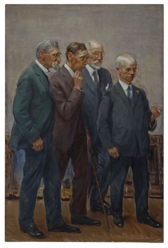 “The Art Jury.” T.C. Steele is on the left image. Click for full size.