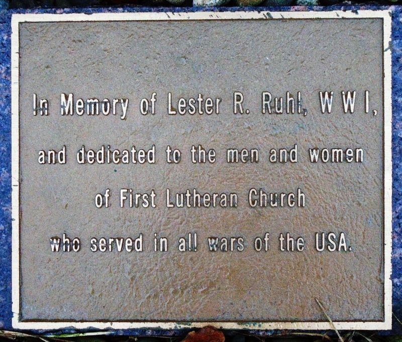 First Lutheran Church War Memorial Marker image. Click for full size.