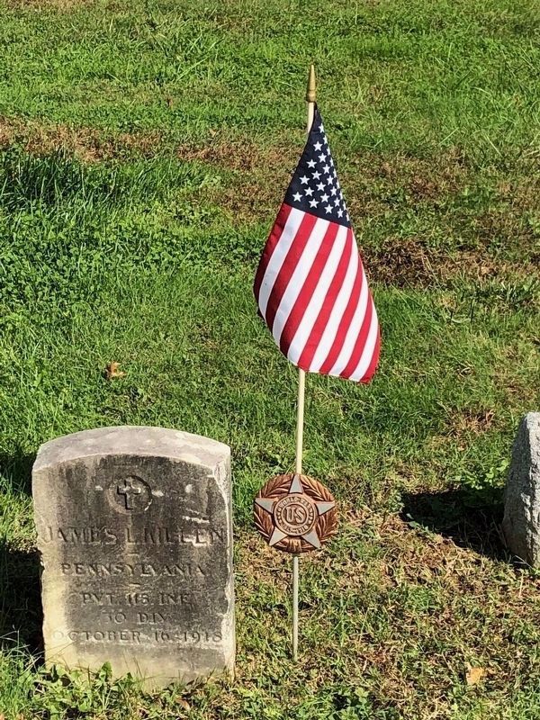 Grave marker of James L. Killen, Jr. @ Mt. Hope Cemetery, Aston, PA image. Click for full size.