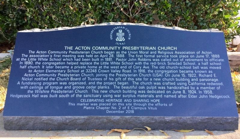 Acton Community Presbyterian Church Marker image. Click for full size.