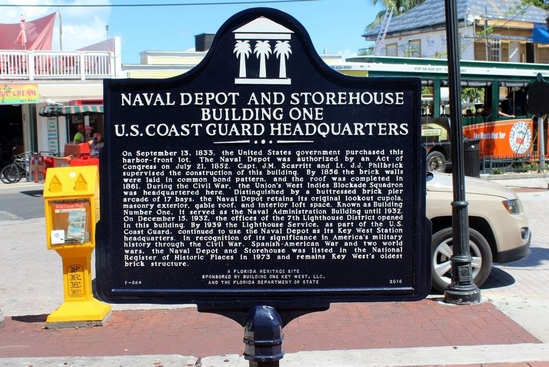 Naval Depot and Storehouse-Building One-U.S. Coast Guard Headquarters Marker image. Click for full size.