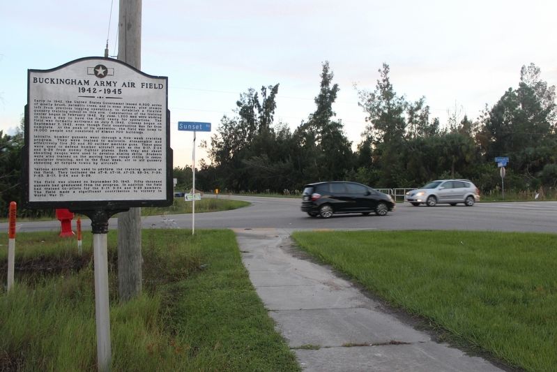Buckingham Army Air Field Marker looking south on Gunnery Rd image. Click for full size.