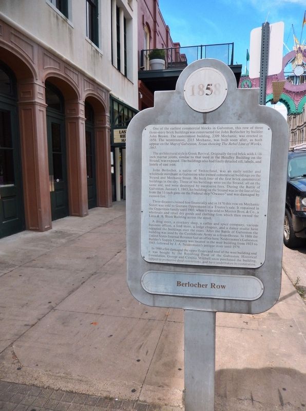 Berlocher Row Marker (<i>tall view; looking west along Mechanic Street; building on left</i>). Click for full size. Berlocher Row Marker (<i>tall view; looking west along Mechanic Street; building on left</i>) image. Click for full size.