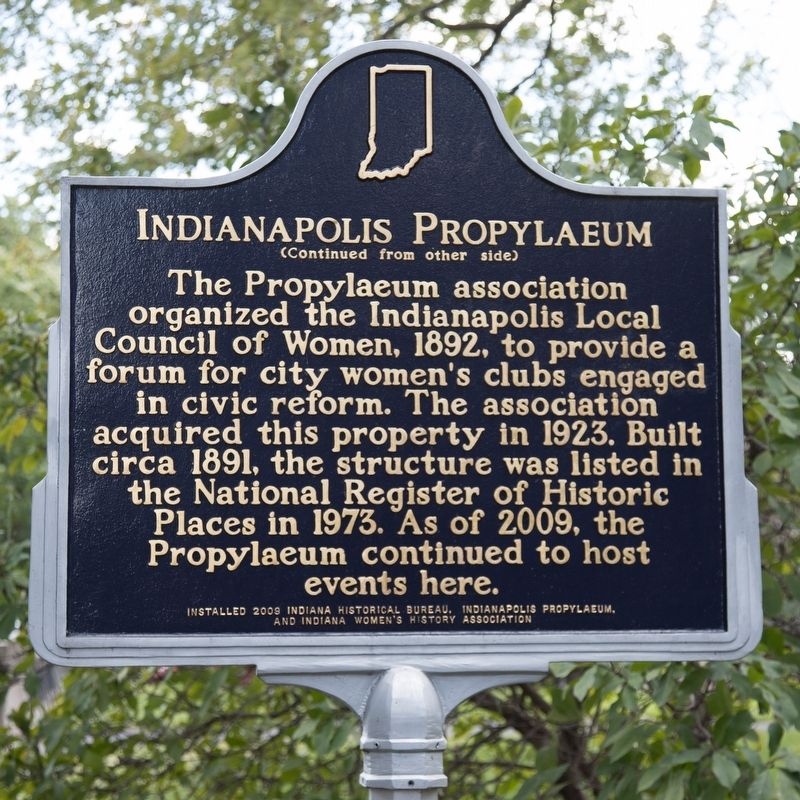 Indianapolis Propylaeum Marker, side two image. Click for full size.
