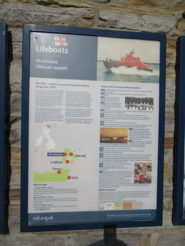 Stromness Lifeboat Station Marker. Click for full size. Stromness Lifeboat Station Marker image. Click for full size.
