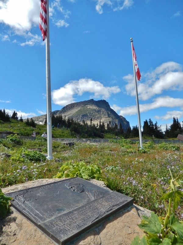 Stephen Tyng Mather Marker (<i>tall view; looking west toward Clements Mountain</i>). Click for full size. Stephen Tyng Mather Marker (<i>tall view; looking west toward Clements Mountain</i>) image. Click for full size.