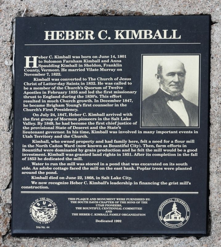 Heber C. Kimball Marker image. Click for full size.