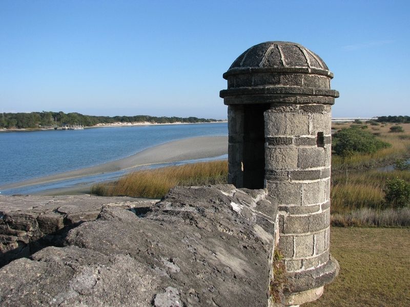Fort Matanzas (<i>Sentry Box; looking south across Matanzas River Inlet</i>) image. Click for full size.