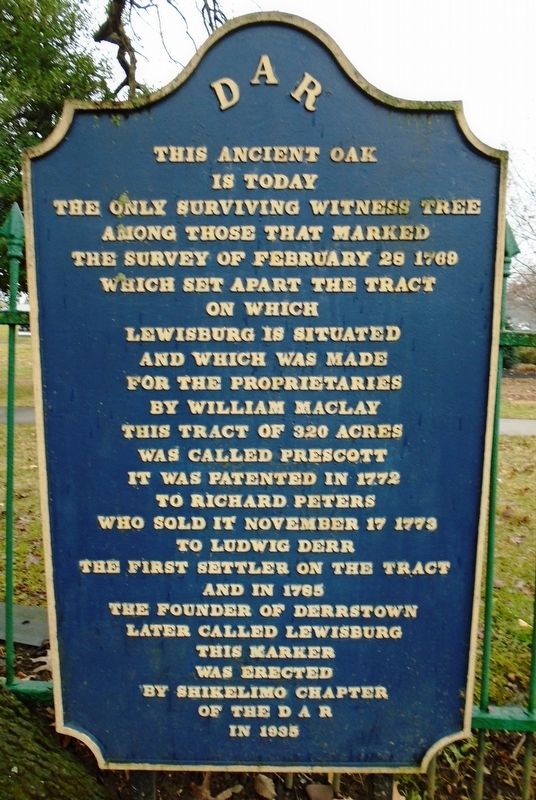 Lewisburg Witness Tree Marker image. Click for full size.