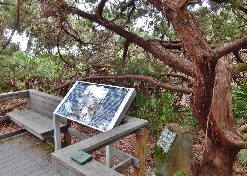 Old World Showdown Marker (<i>tall view; related marker beside boardwalk on right</i>) image. Click for full size.