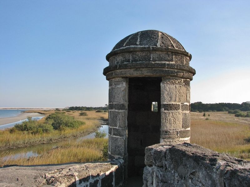 Fort Matanzas Sentry Box (<i>showing coquina block construction</i>) image. Click for full size.