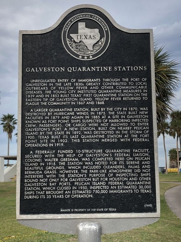 Galveston Quarantine Stations Marker image. Click for full size.