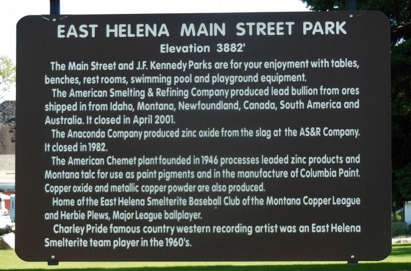 East Helena Main Street Park Marker image. Click for full size.