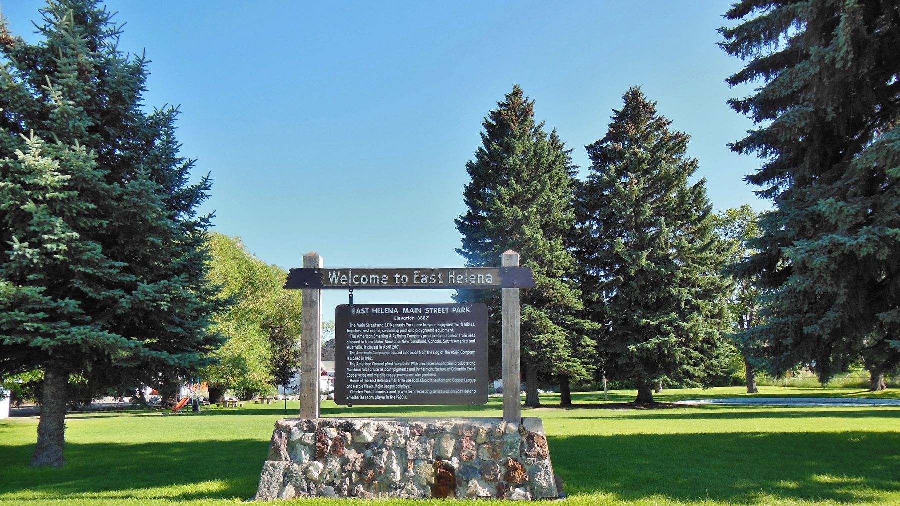 East Helena Main Street Park Marker (<i>wide view</i>) image. Click for full size.