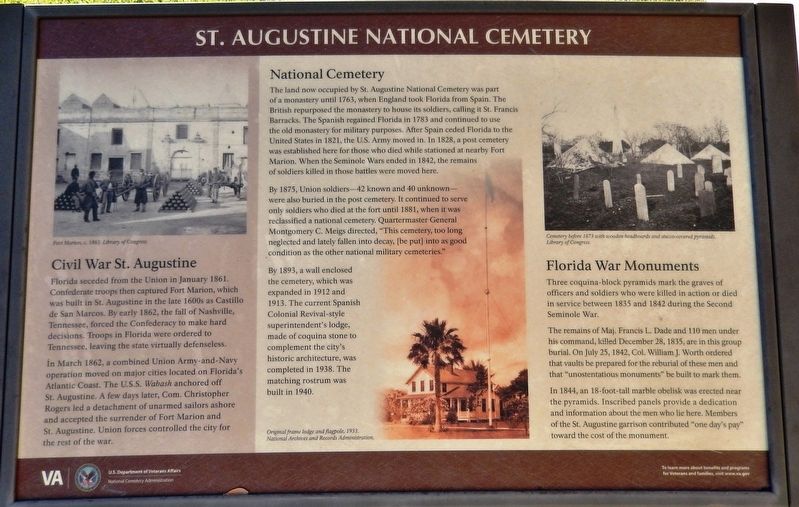 St. Augustine National Cemetery Marker image. Click for full size.