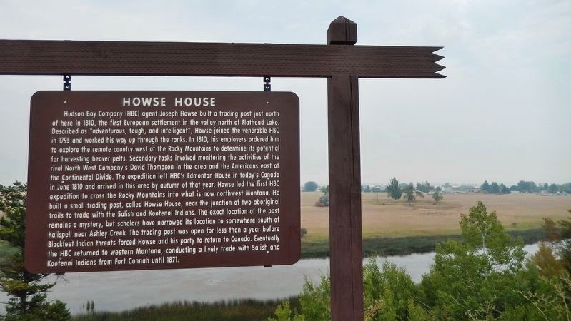 Howse House Marker (<i>wide view looking east from highway pull-out</i>) image. Click for full size.