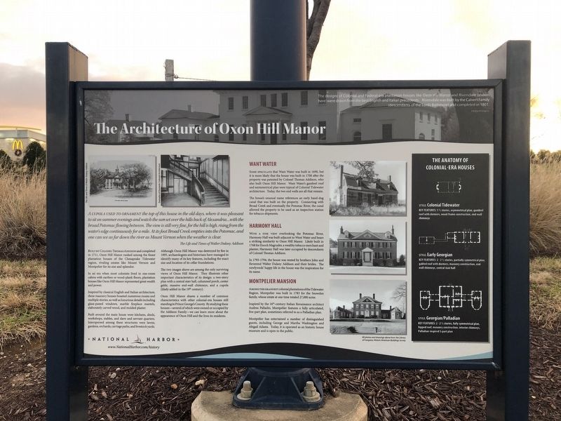 The Architecture of Oxon Hill Manner Marker. Click for full size. The Architecture of Oxon Hill Manner Marker image. Click for full size.