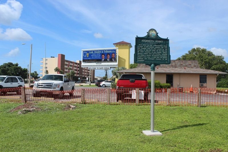 Harney's Point Marker with Cape Coral Chamber of Commerce in background. Click for full size. Harney's Point Marker with Cape Coral Chamber of Commerce in background image. Click for full size.