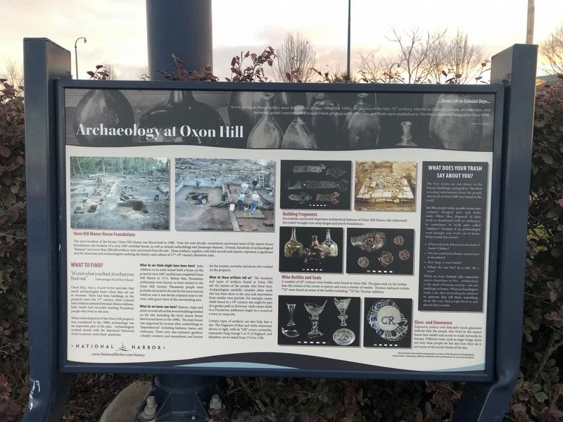 Archaeology at Oxon Hill Marker image. Click for full size.