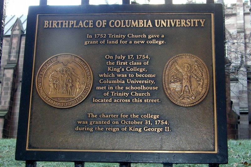 Birthplace of Columbia University Marker. Click for full size. Birthplace of Columbia University Marker image. Click for full size.
