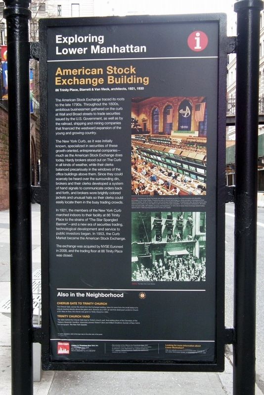 American Stock Exchange Marker. Click for full size. American Stock Exchange Marker image. Click for full size.