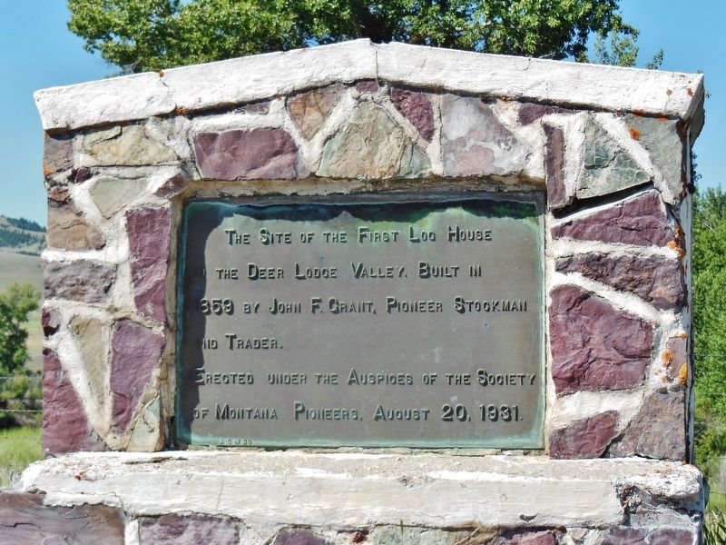 Site of the First Log House in the Deer Lodge Valley Marker (<i>tall view</i>) image. Click for full size.