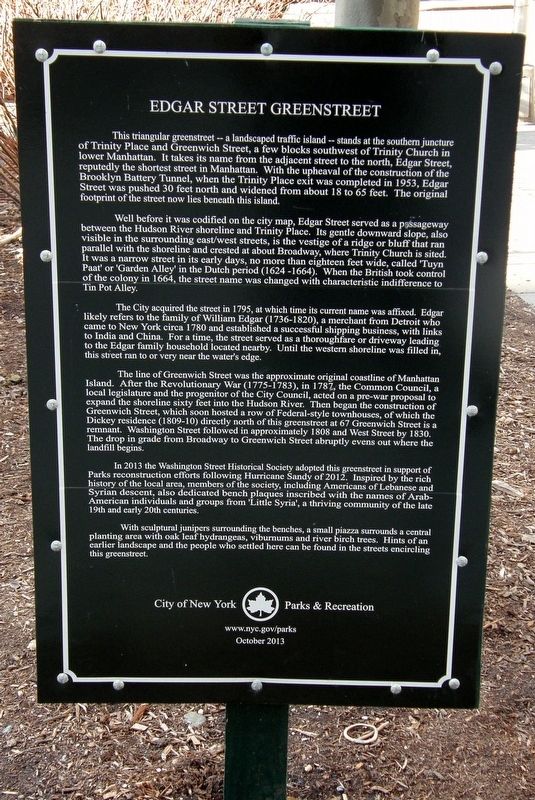 Edgar Street Greenstreet Marker. Click for full size. Edgar Street Greenstreet Marker image. Click for full size.