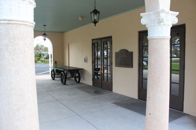 The Naples Depot Marker on front wall of depot image. Click for full size.