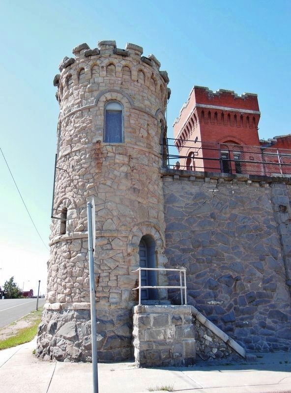 The Old Montana Prison (<i>northeast guardtower and walls; looking south along Main Street</i>) image. Click for full size.