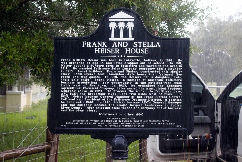 Frank and Stella Heiser House Marker Side 1 image. Click for full size.