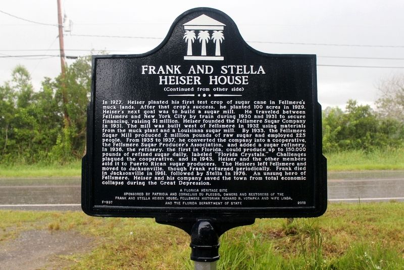 Frank and Stella Heiser House Marker Side 2 image. Click for full size.