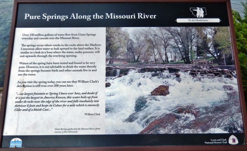 Pure Springs Along the Missouri River Marker image. Click for full size.