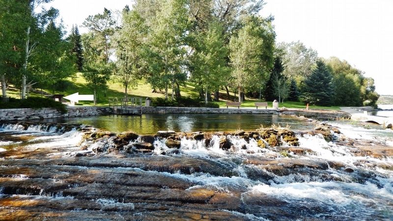 Pure Springs Marker (<i>wide view; marker visible on left; overlooking Giant Falls</i>) image. Click for full size.