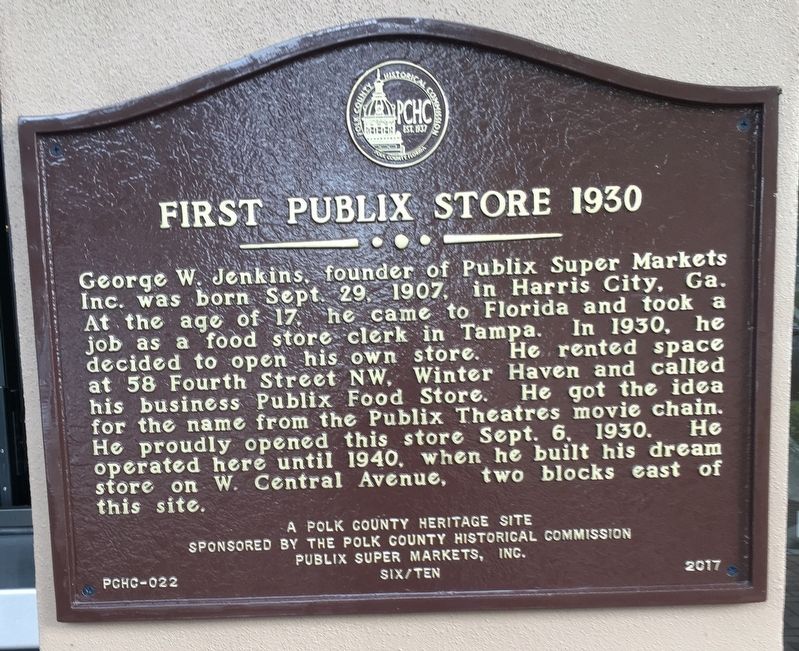 First Publix Store 1930 Marker image. Click for full size.