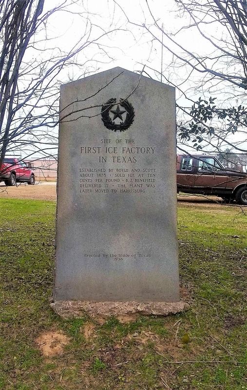 First Ice Factory in Texas Marker. Click for full size. First Ice Factory in Texas Marker image. Click for full size.