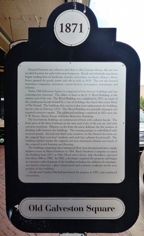 Old Galveston Square Marker. Click for full size. Old Galveston Square Marker image. Click for full size.